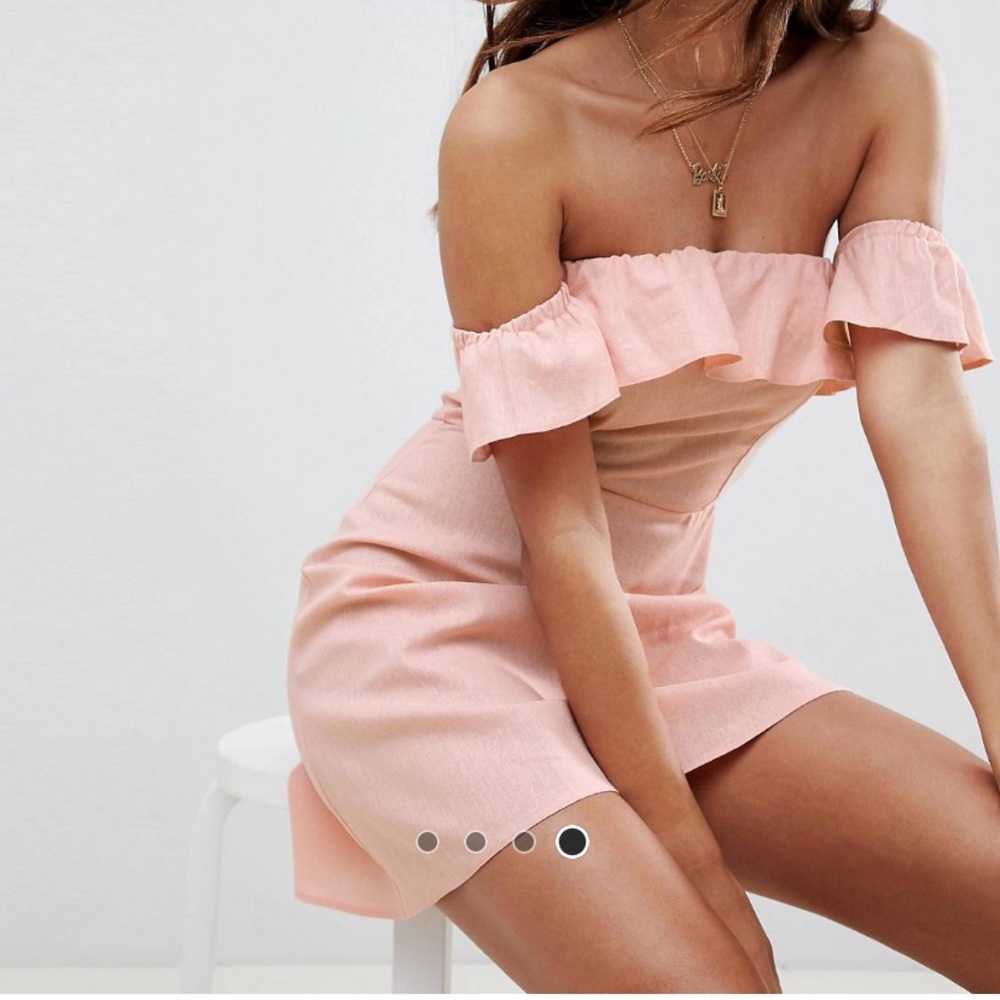 Blush Pink Bardot OffShoulder Spring Summer Dress